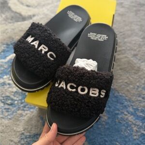Marc Jacobs Black Textured Slides